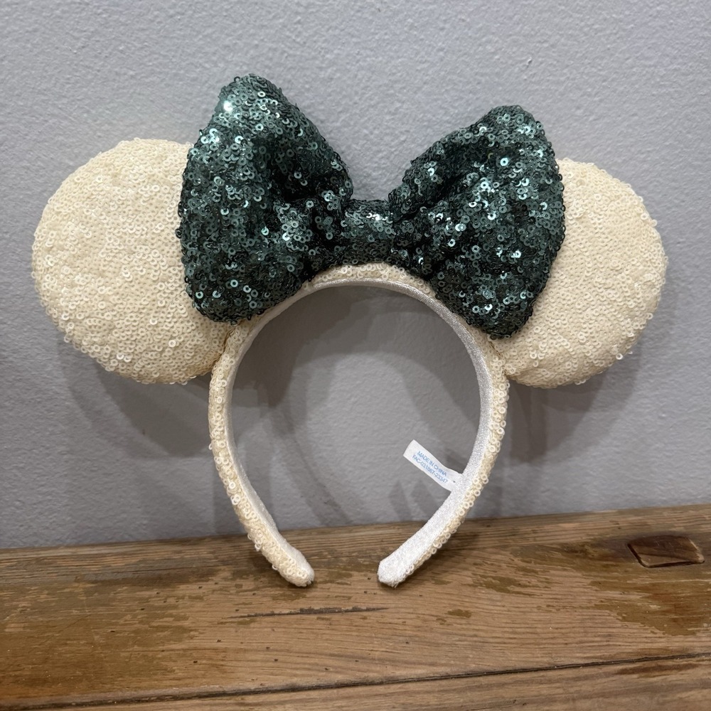 Disney Headband Womens OS Cream Green Excellent Tokyo Resort Sequin Minnie Ears